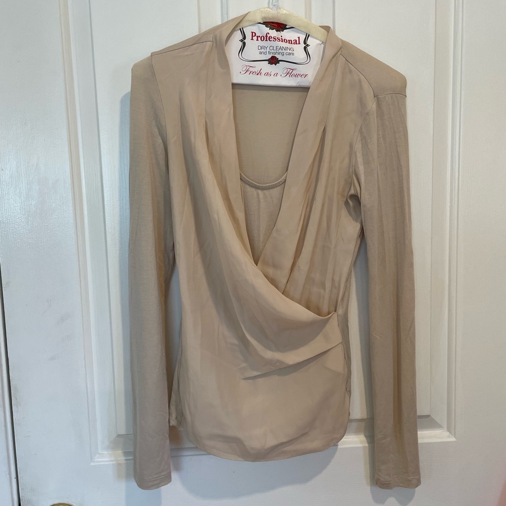 Bebe XS Y2K Vintage Classy Tan Blouse